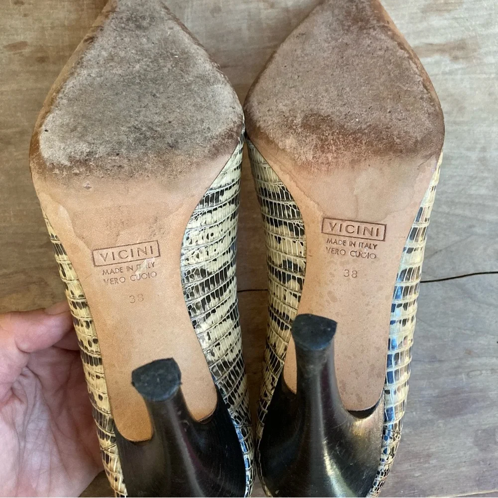 Vicini‎ heals EU 38 Faux snakeskin tan brown neutrals